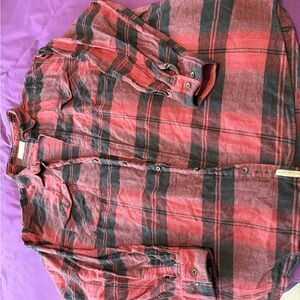 Classic Red and Black Plaid Button Down Shirt 4XLT